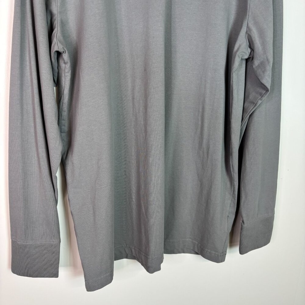 Lands End Shirt Large Henley Gray Stretch Cotton Long Sleeve Casual Men's - Picture 5 of 13